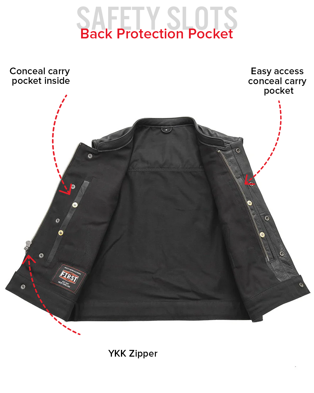 Lowrider Men's Motorcycle Leather/Twill Vest Men's Leather/Twill Vest Vests