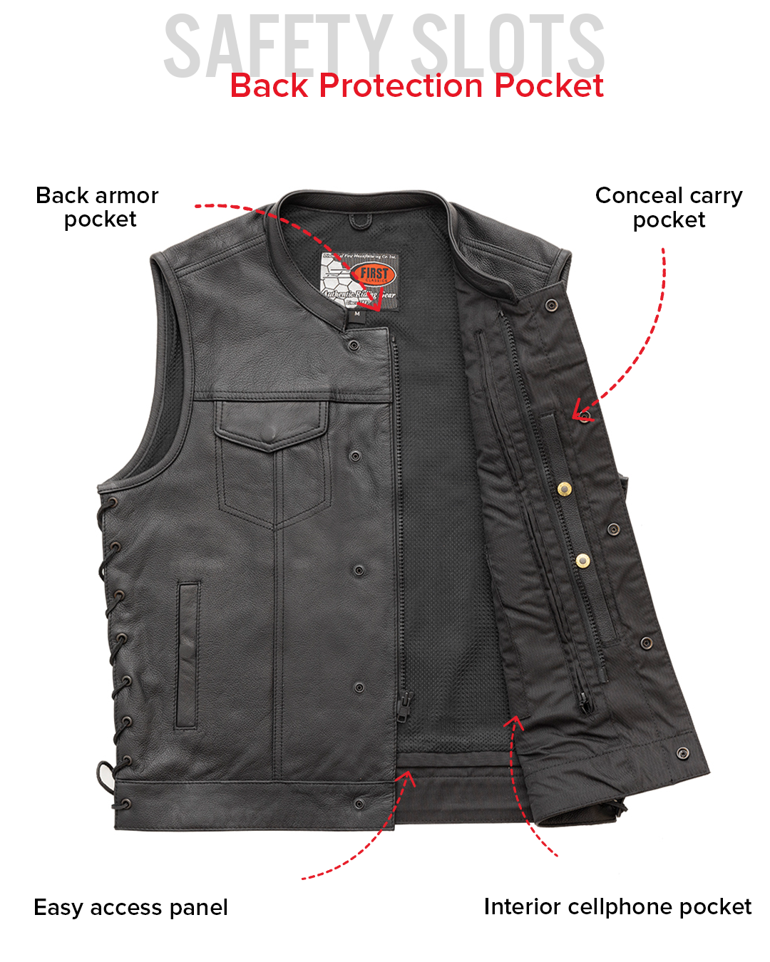 Sniper Men's Motorcycle Leather Vest Men's Leather Vest Vests