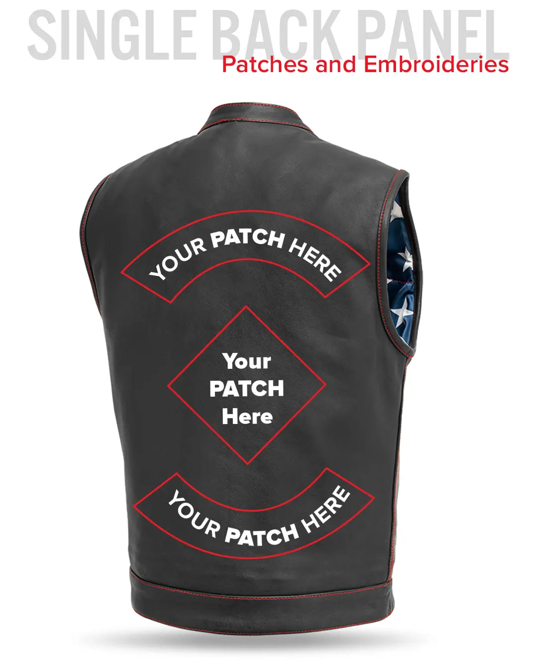 Born Free Men's Leather Motorcycle Leather Vest - Red Stitch Men's Leather Vest Vests