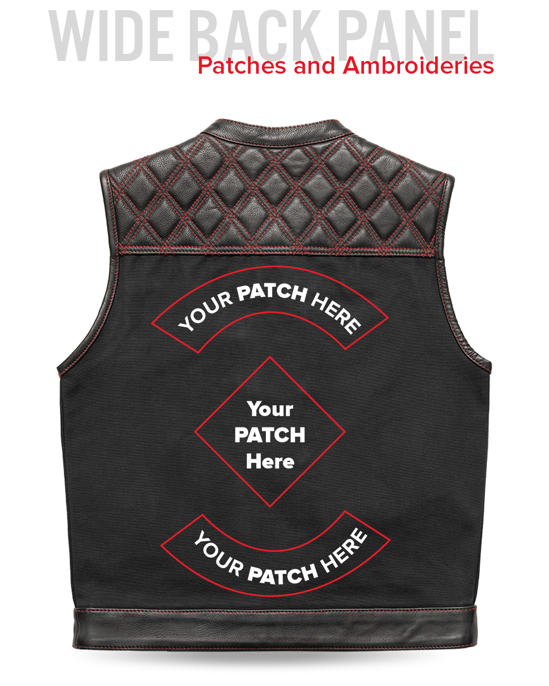 Hunt Club Motorcycle Leather Canvas Vest Black/Red Men's Canvas Vests Vests