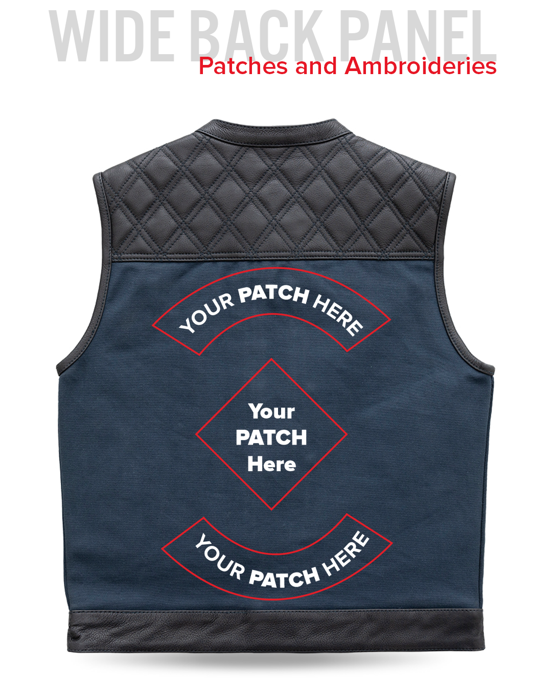 Hunt Club Motorcycle Leather Canvas Vest Blue Men's Canvas Vests Vests