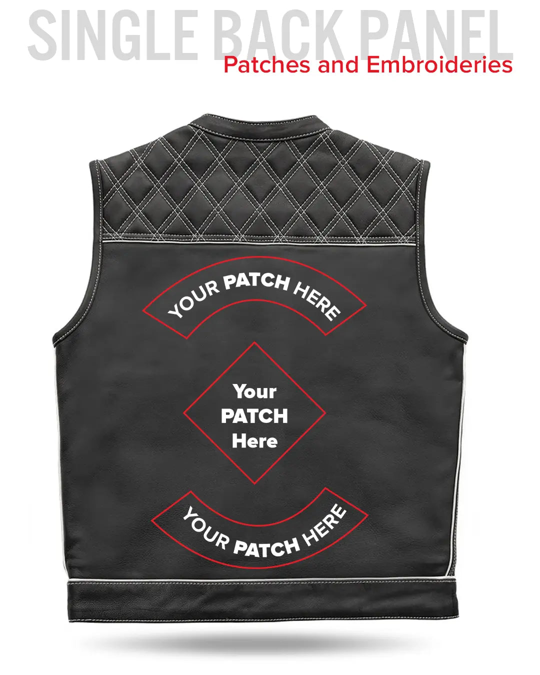 Finish Line - White Checker - Men's Motorcycle Leather Vest Men's Leather Vest Vests