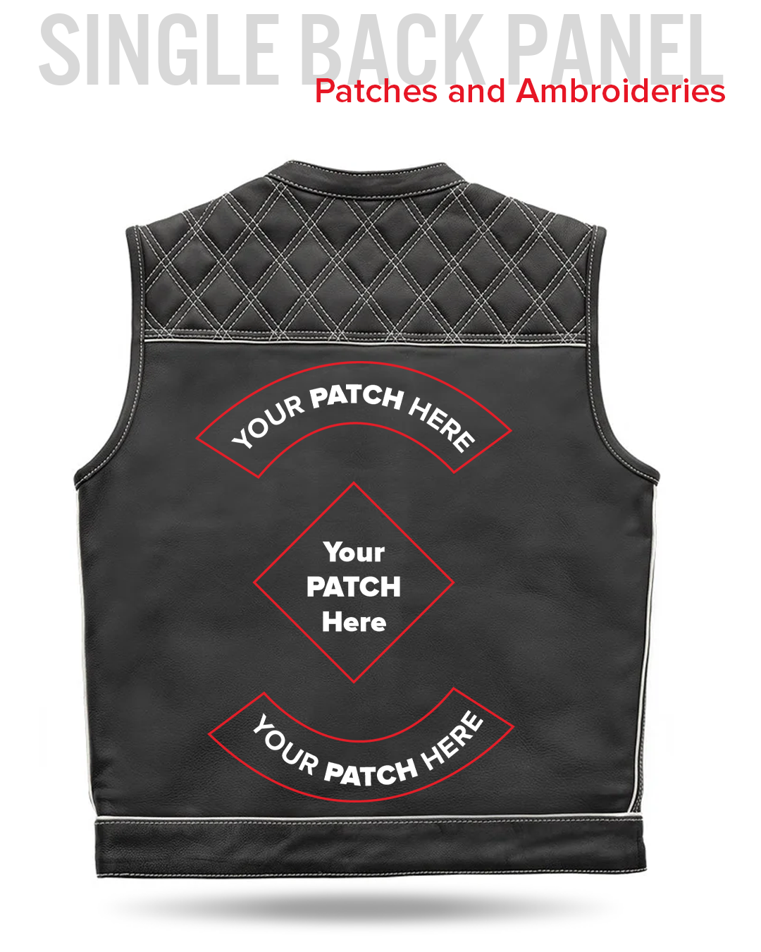 Finish Line - White Checker - Men's Motorcycle Leather Vest Men's Leather Vest Vests