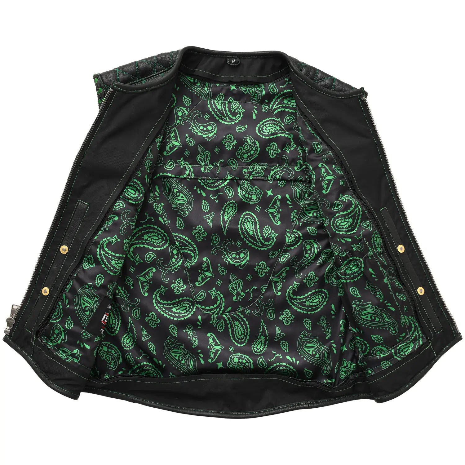 Tactical Emerald Men’s Motorcycle Leather Vest Men's Leather Vest Vests