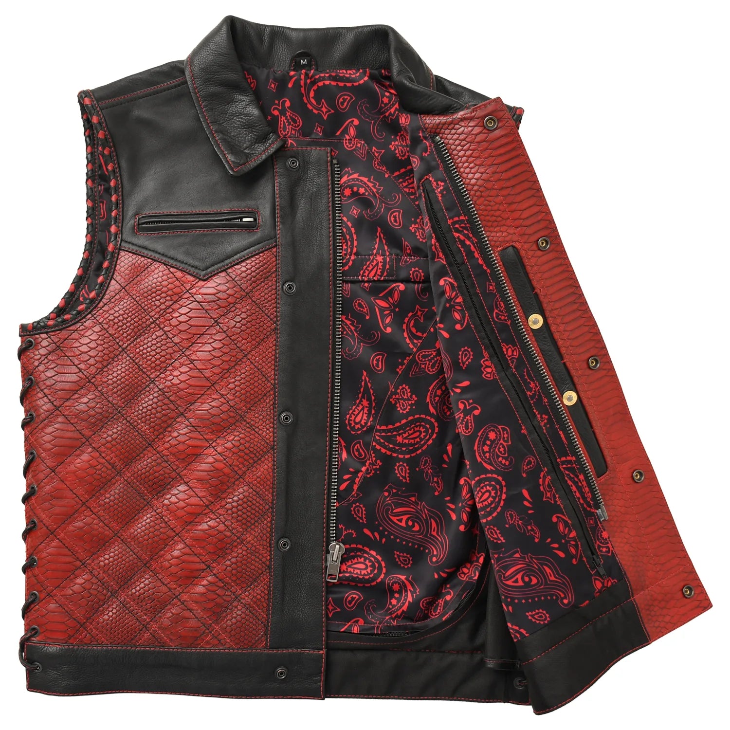 Kingsnake Men’s Motorcycle Leather Vest Men's Leather Vest Vests
