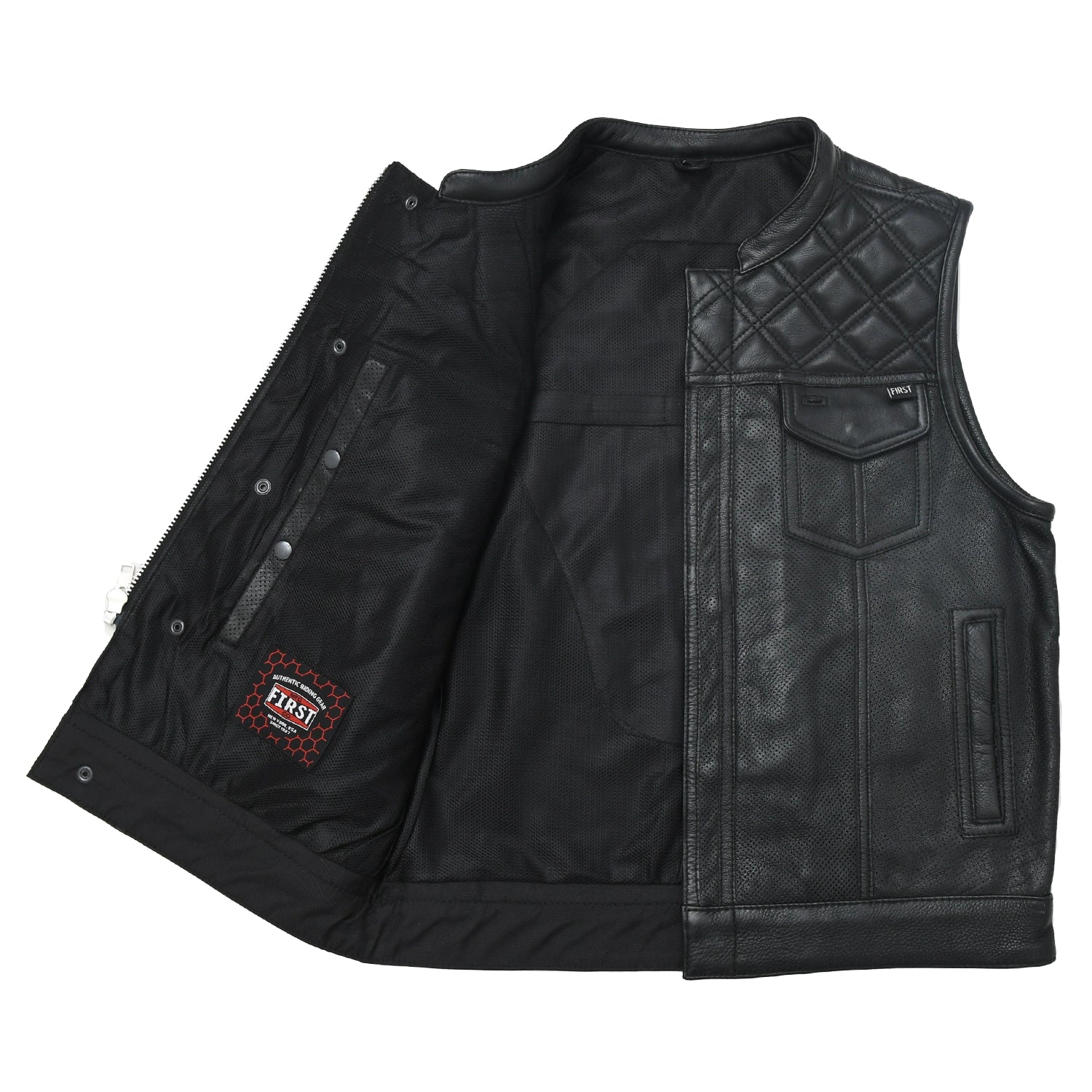 Downside Perforated Men's Motorcycle Leather Vest Men's Perforated Leather Vest Vests