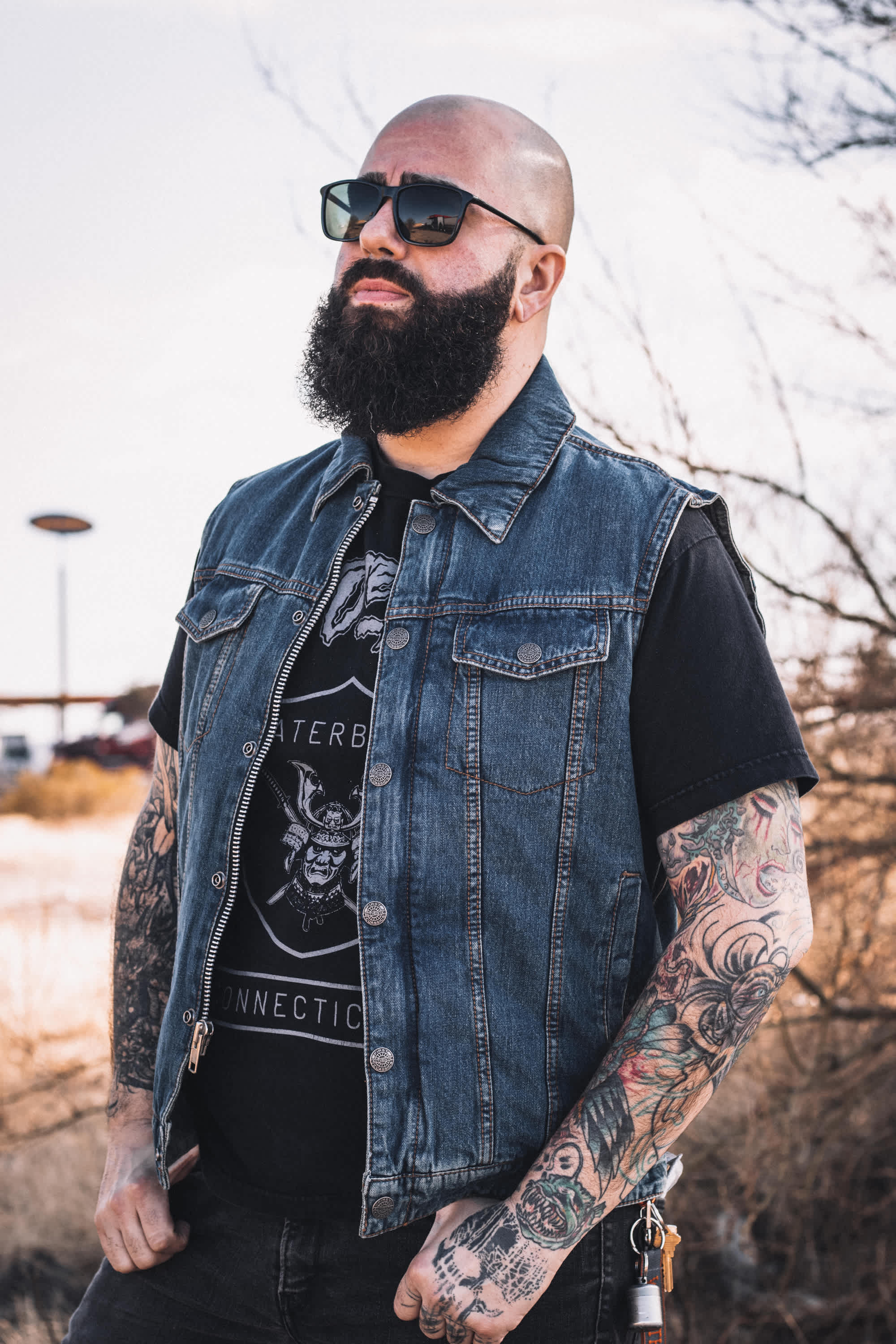 Showdown Motorcycle Lightweight Denim Vest Men's Denim Vest Vests