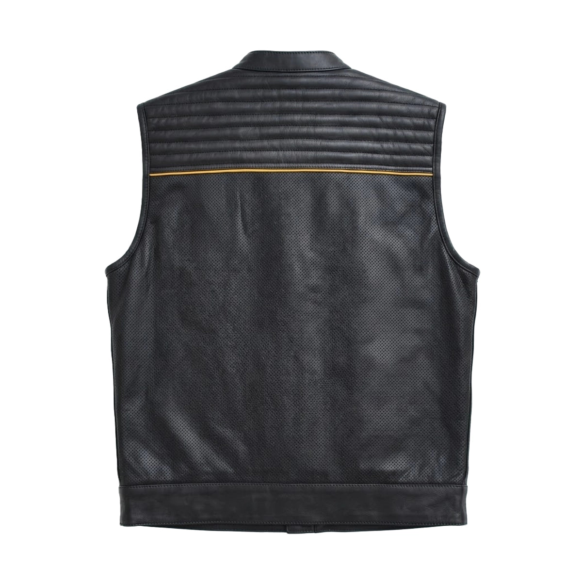 Topgear - Men's Black Leather Motorcycle Vest Men's Leather Vest Vests