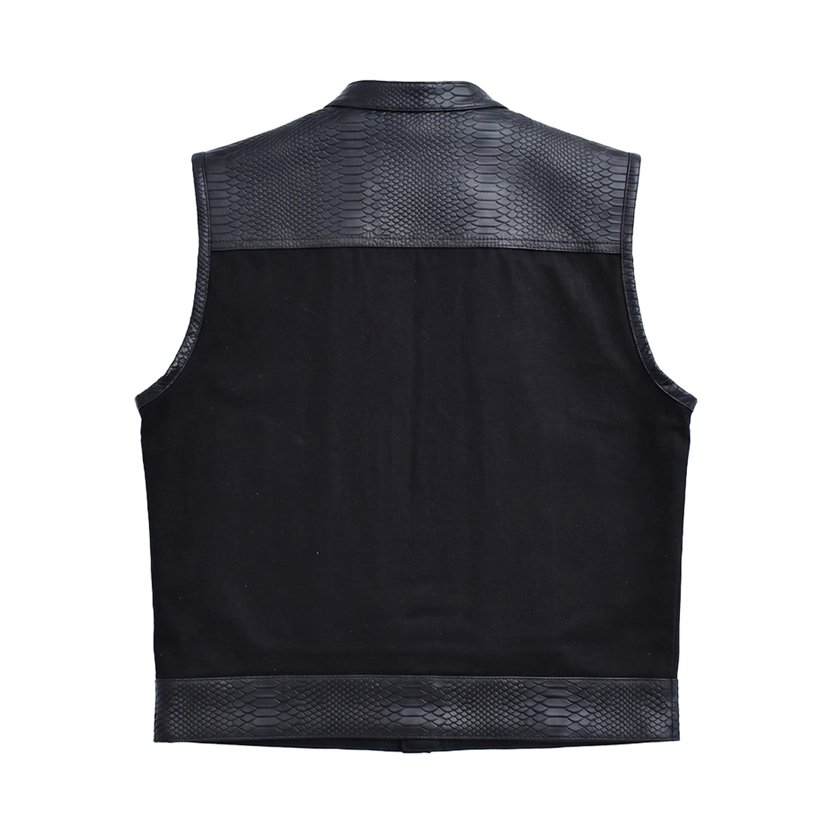 Blackfang Men's Leather/Twill Motorcycle Vest Men's Leather Vest Vests