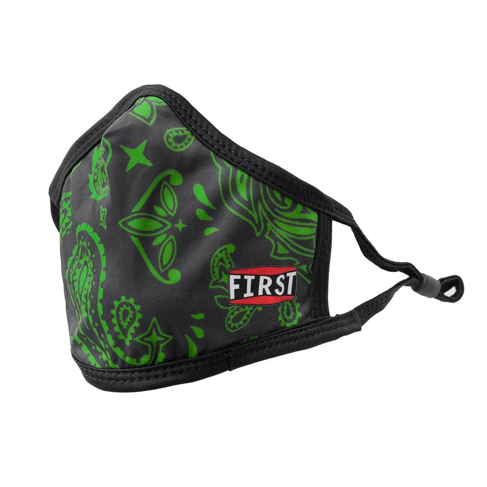 3-Ply Black & Green Bandana Reusable Non-Medical Breathable & adjustable Ear Loops Face Masks (5-Pcs Pack) Face Mask Accessories