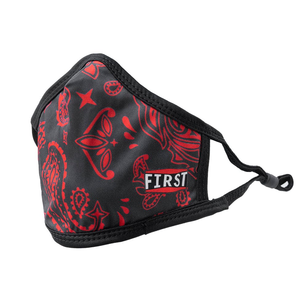 3-Ply Black/Red Bandana Reusable Non-Medical Breathable & adjustable Ear Loops Face Masks (5-Pcs Pack) Face Mask First Manufacturing Company