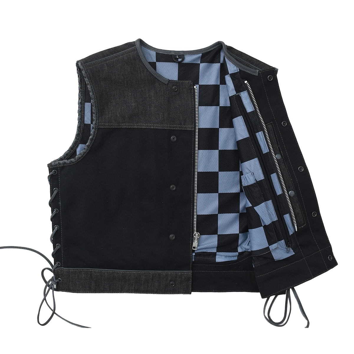 Driftline - Men’s Raw Denim/Canvas Motorcycle Vest Men's Leather Vest Vests
