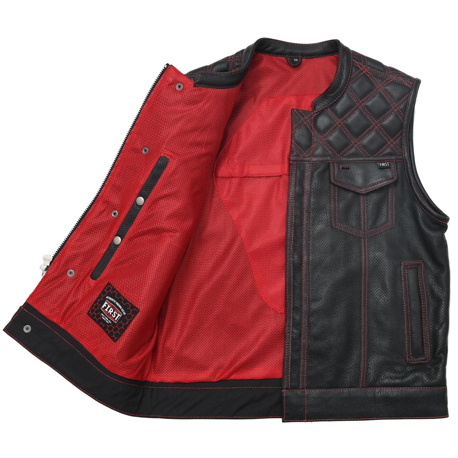 Downside Perforated Men's Motorcycle Leather Vest Men's Perforated Leather Vest Vests