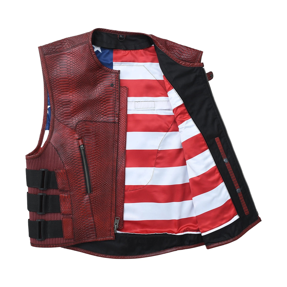 Bloodline - Men’s Red Dragon Leather Motorcycle Vest Men's Leather Vest Vests