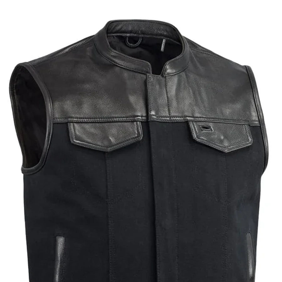 49/51 Vest Motorcycle Leather Canvas Vest Men's Canvas Vests Vests