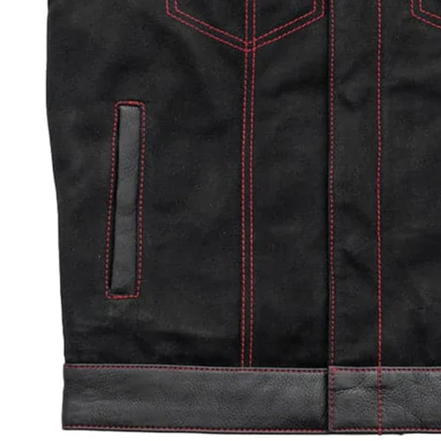49/51 Wolf Pack - Men's Leather/Canvas Motorcycle Vest (Limited Edition) Factory Customs First Manufacturing Company
