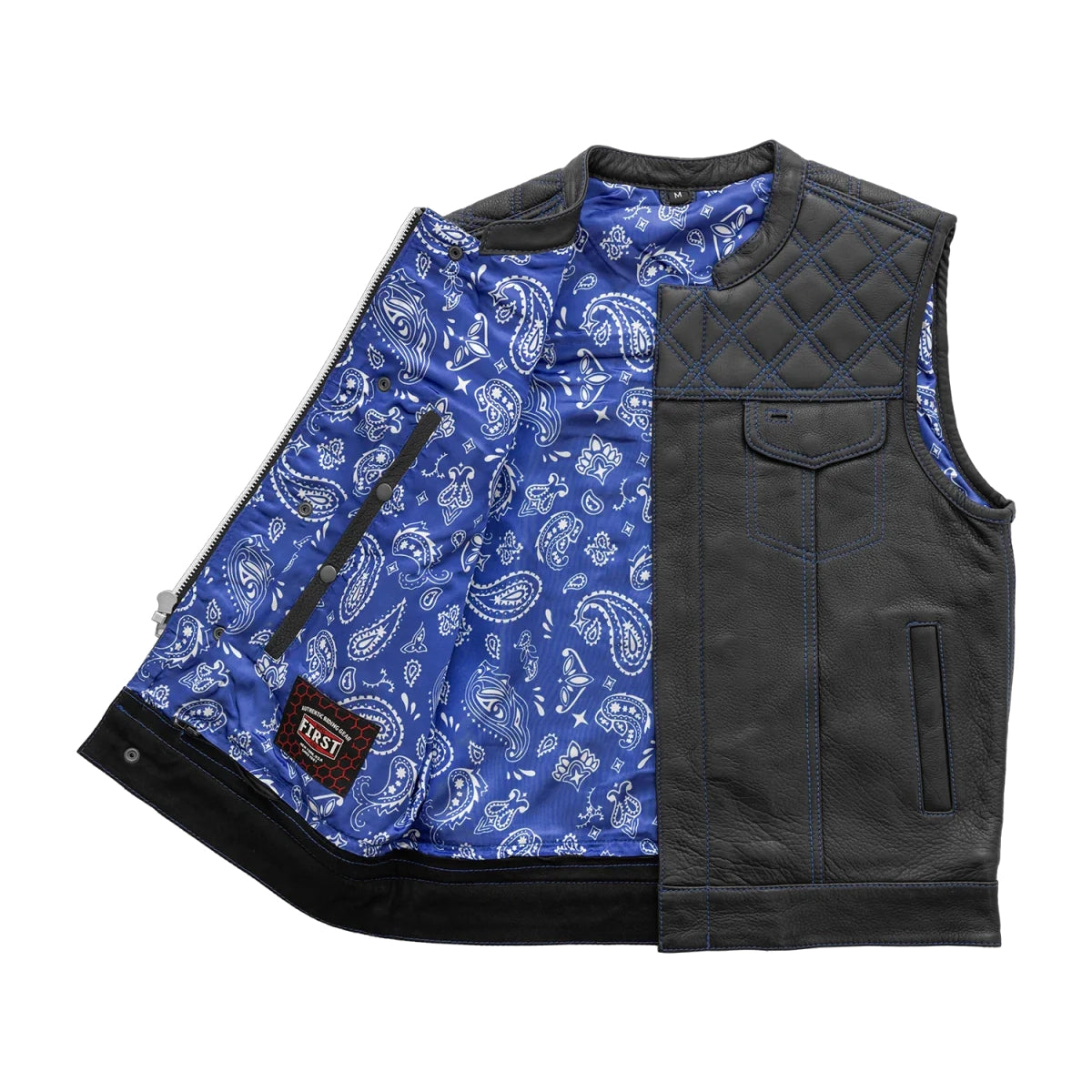 Downside Men's Motorcycle Leather Vest Orange and Green Men's Leather Vest Vests