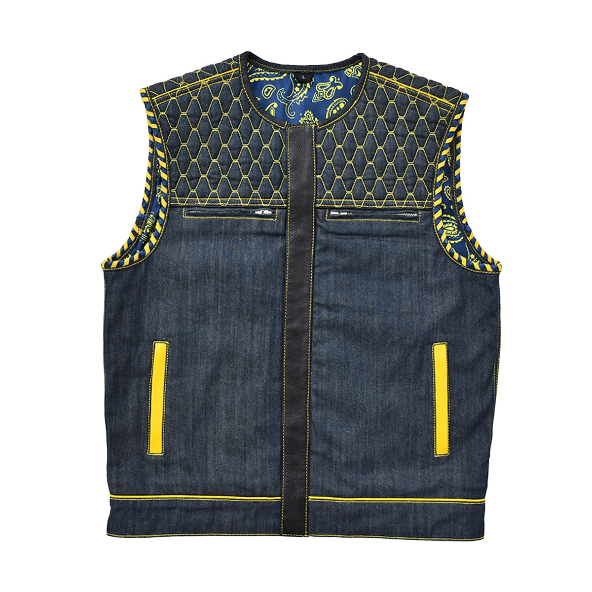 Yellowline - Men's Blue Denim Motorcycle Vest