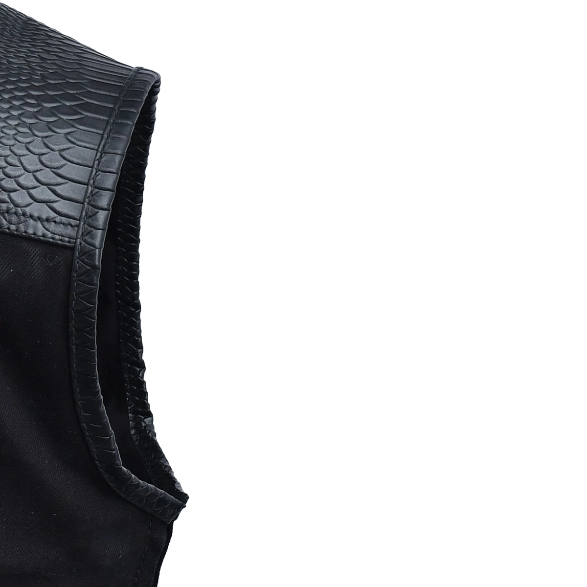 Blackfang Men's Leather/Twill Motorcycle Vest Men's Leather Vest Vests