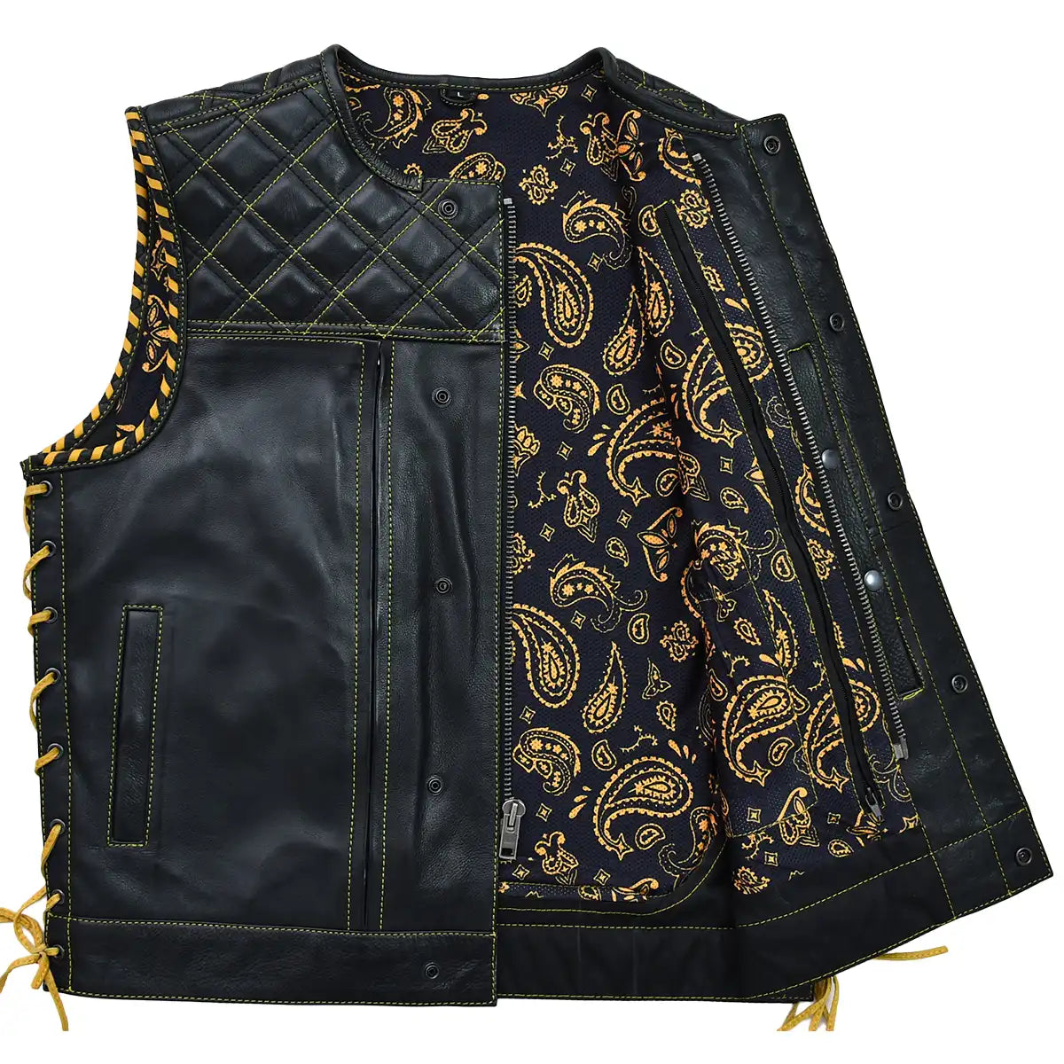 Fury - Men's Club Style Black Leather Motorcycle Vest