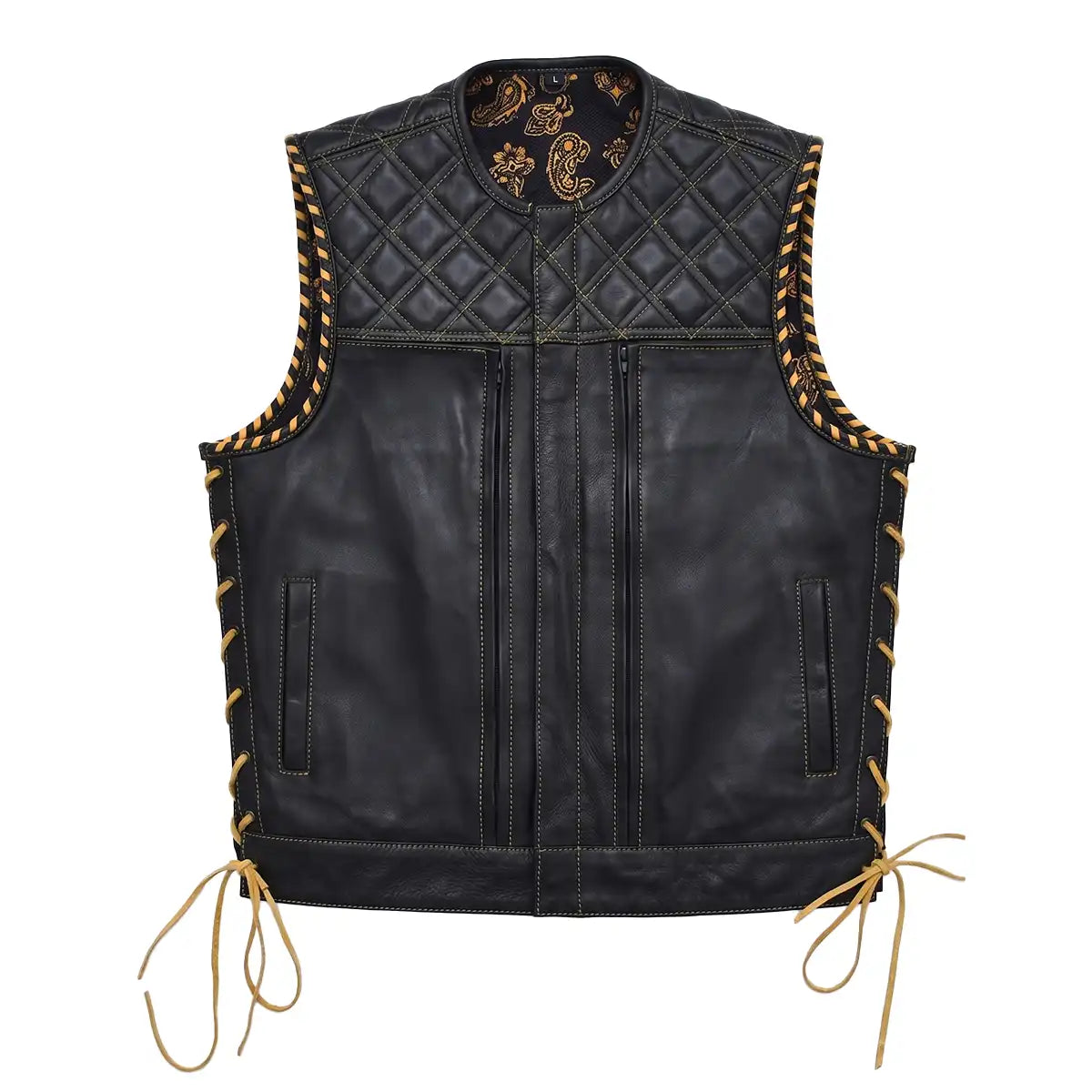 Fury - Men's Club Style Black Leather Motorcycle Vest