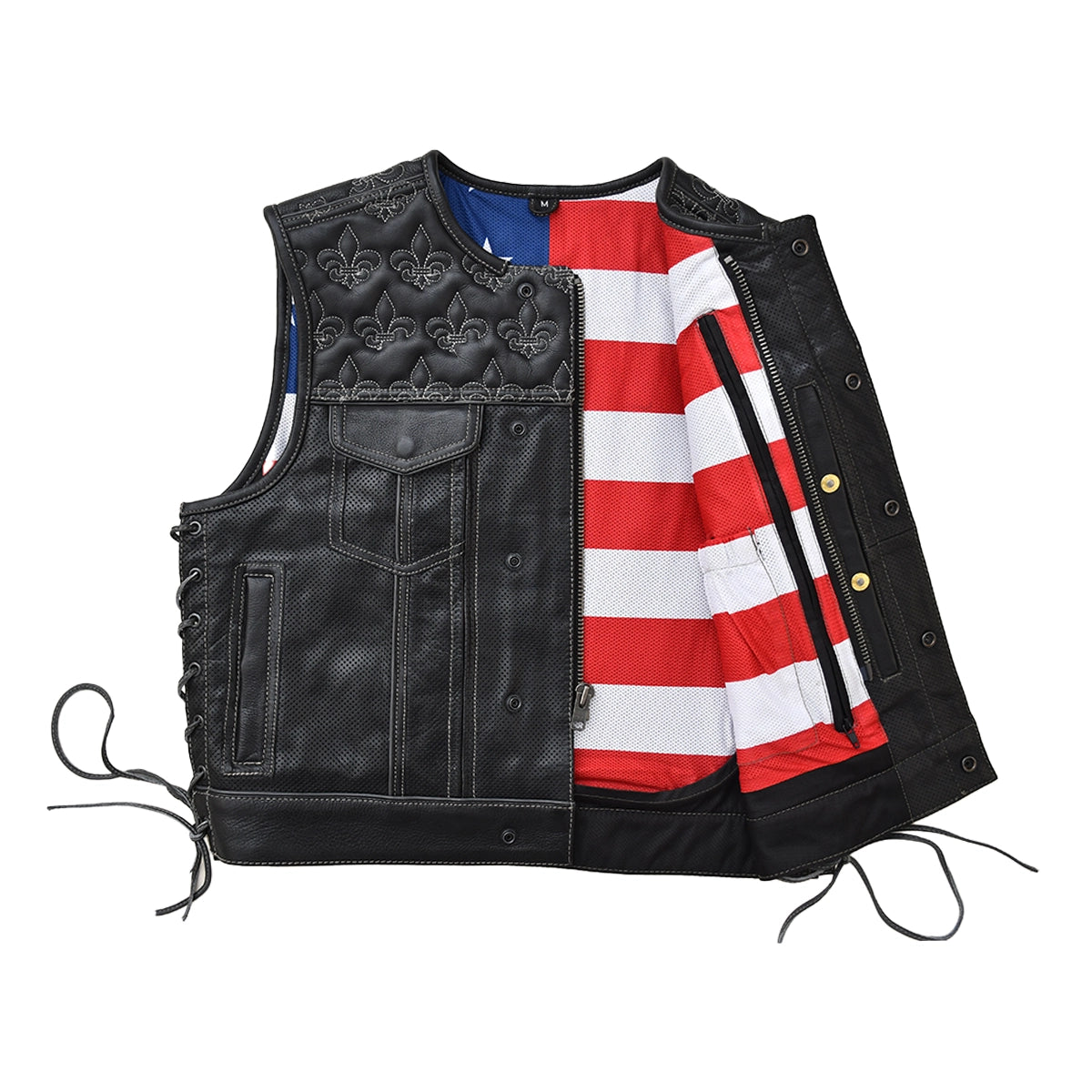 Rumble - Men's Perforated Leather Motorcycle Vest Men's Leather Vest Vests