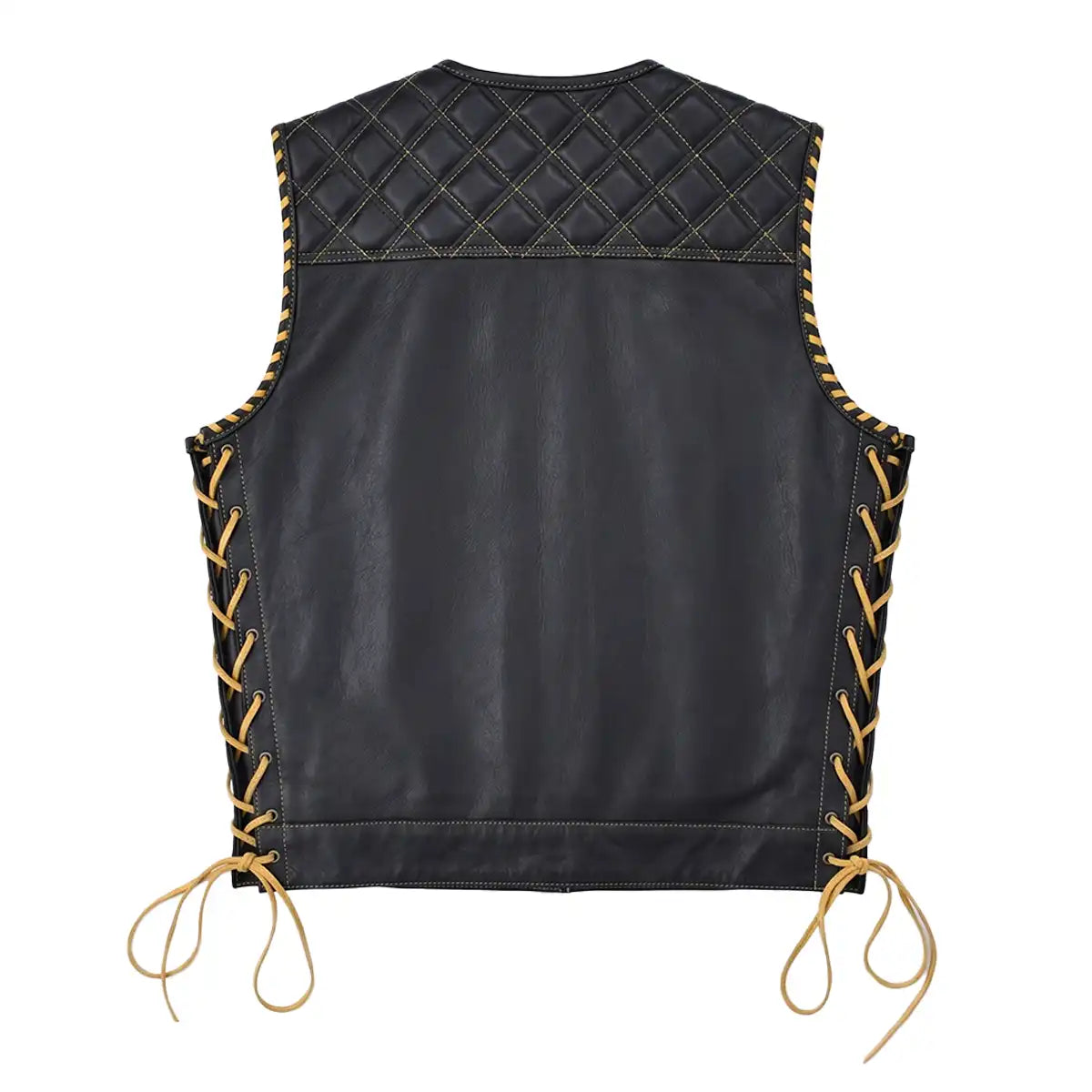 Fury - Men's Club Style Black Leather Motorcycle Vest