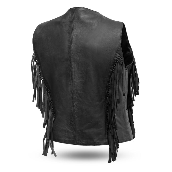 Apache Women's Leather Motorcycle Vest Garage Sale First Manufacturing Company   
