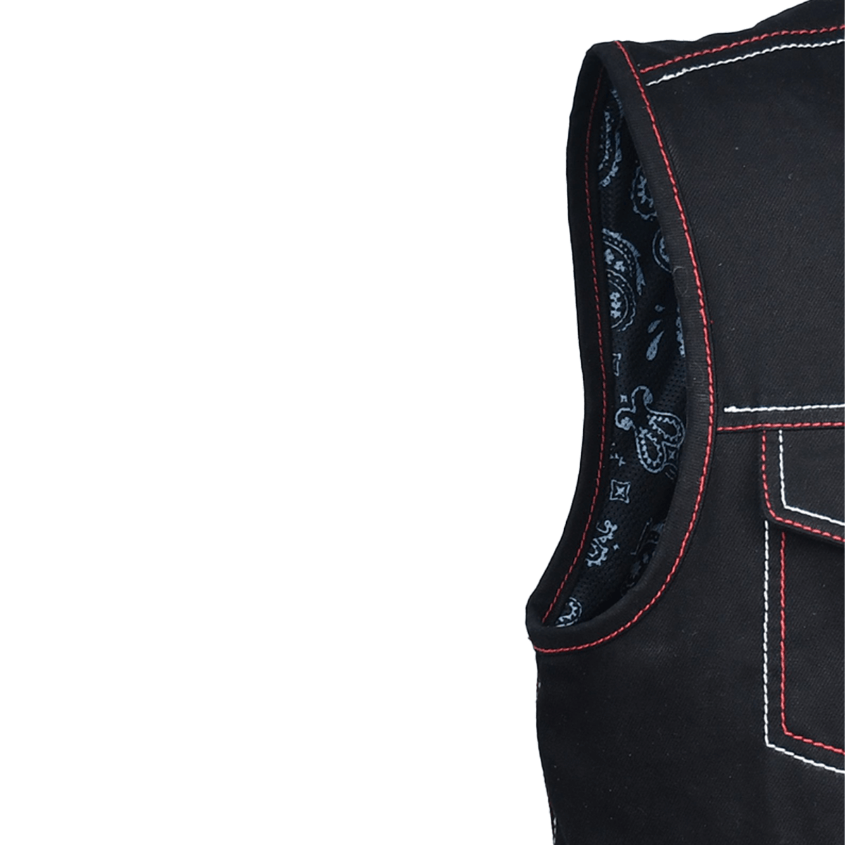 Striker - Men's Black Twill Motorcycle Vest Men's Leather Vest Vests
