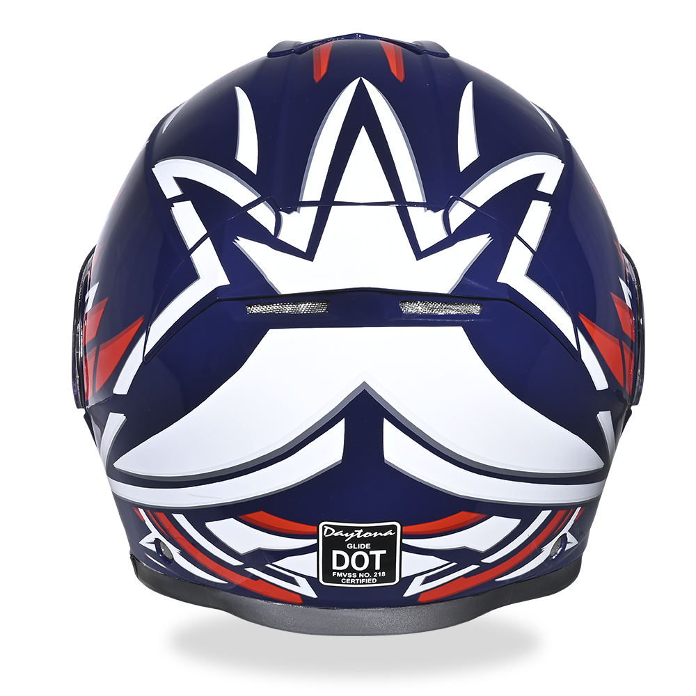 Daytona Glide Modular Motorcycle Helmet - DOT Approved, Bluetooth Ready, Dual Visor, Men/Women/Youth - W/ Liberty GLIDE - GRAPHICS Daytona Helmets