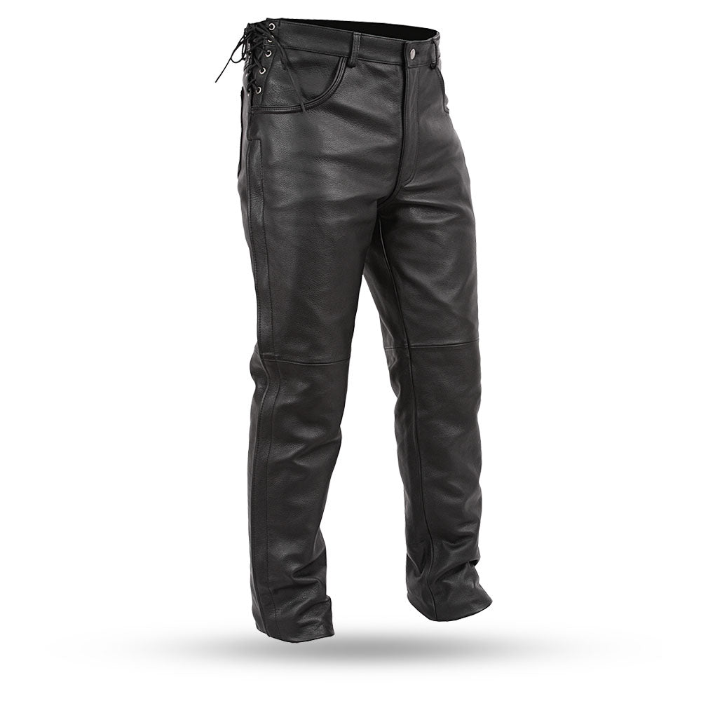 REVOLUTION LEATHER PANTS Men's Leather Pants Black Leather Moto Pants 100%  Soft Lambskin Monkey Skull Zipper Pull Jan Hilme 