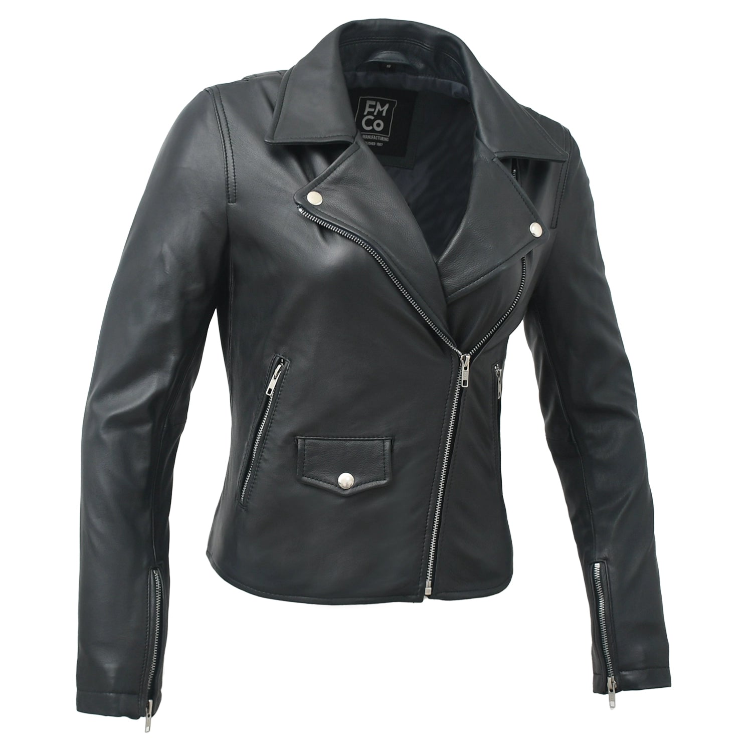 Lennox Moto Style Leather Jacket Women's Fashion Leather Jacket FMCo