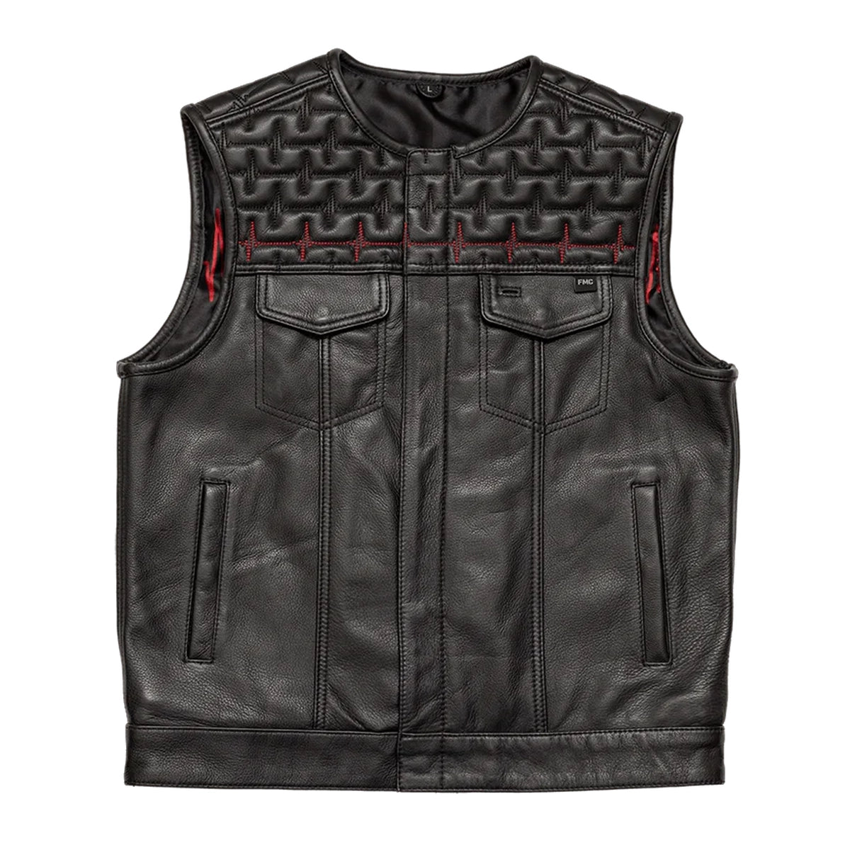 EKG Men's Leather Motorcycle Vest (Limited Edition) Factory Customs First Manufacturing Company