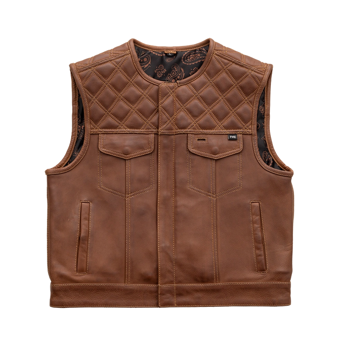 TIMBER Men's motorcycle leather vest (limited edition)  First Manufacturing Company COGNAC S 