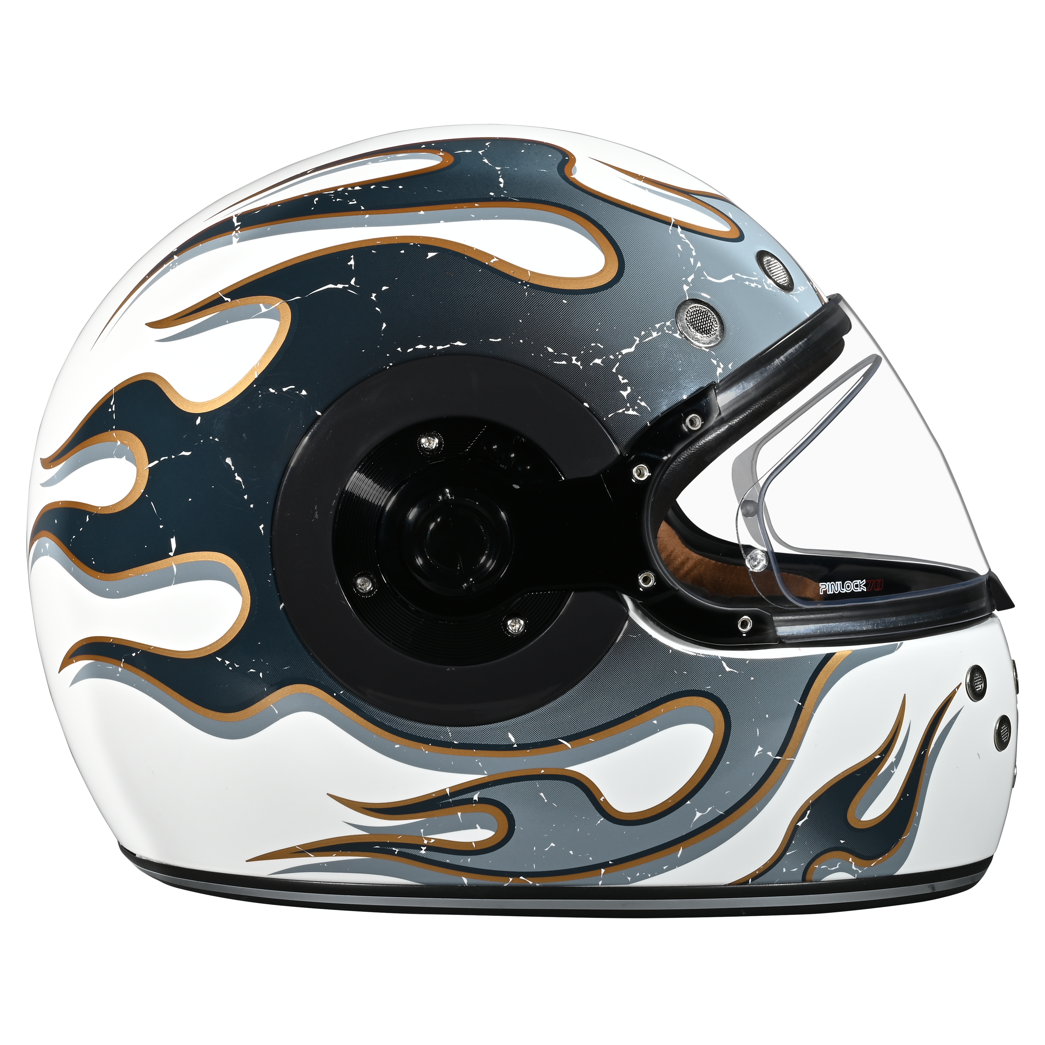 DOT Daytona Retro Full Face Motorcycle Helmet: Vintage Style for Men, Women, & Youth - W/ Flames RETRO Daytona Helmets