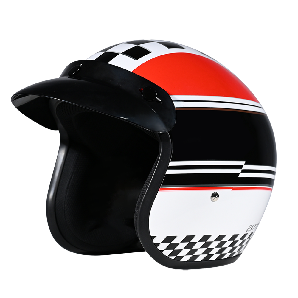 DOT Approved Daytona Cruiser Open Face Motorcycle Helmet - Men, Women & Youth - With Visor & Graphics - W/ Daytona Classic CRUISER - GRAPHICS Daytona Helmets