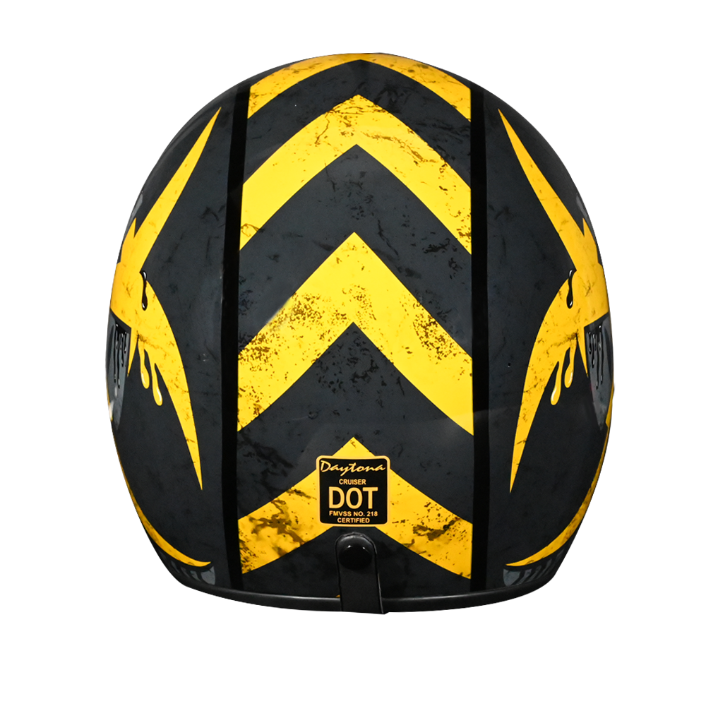 DOT Approved Daytona Cruiser Open Face Motorcycle Helmet - Men, Women & Youth - With Visor & Graphics - W/ Toxic CRUISER - GRAPHICS Daytona Helmets