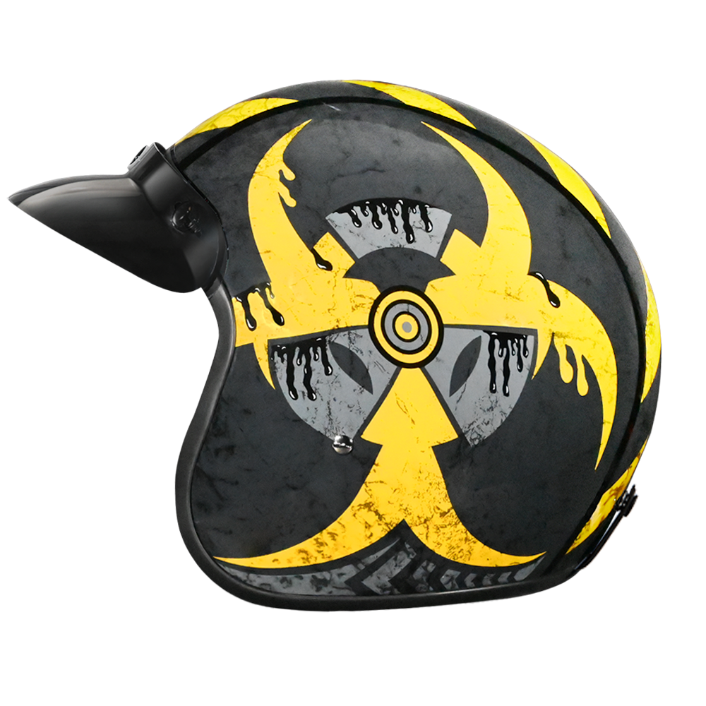 DOT Approved Daytona Cruiser Open Face Motorcycle Helmet - Men, Women & Youth - With Visor & Graphics - W/ Toxic CRUISER - GRAPHICS Daytona Helmets