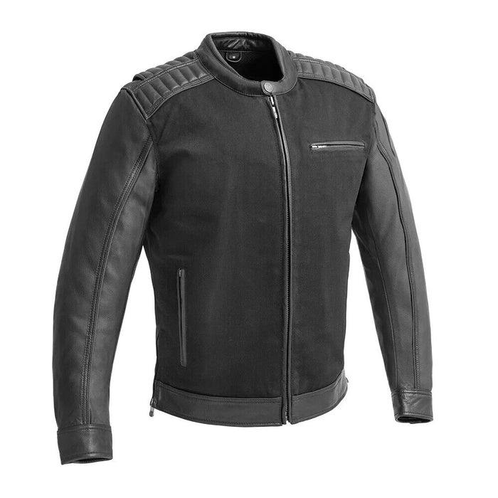 Daredevil Men's Motorcycle Twill/Leather Jacket Men's Leather/Twill Jacket First Manufacturing Company Black XS 