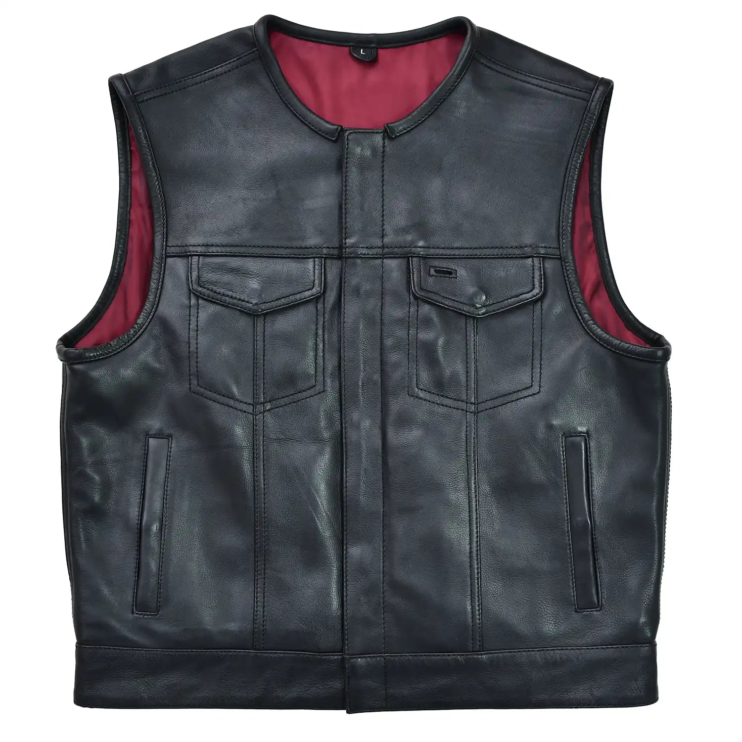 Roadhawk Platinum Black Leather Motorcycle Vest