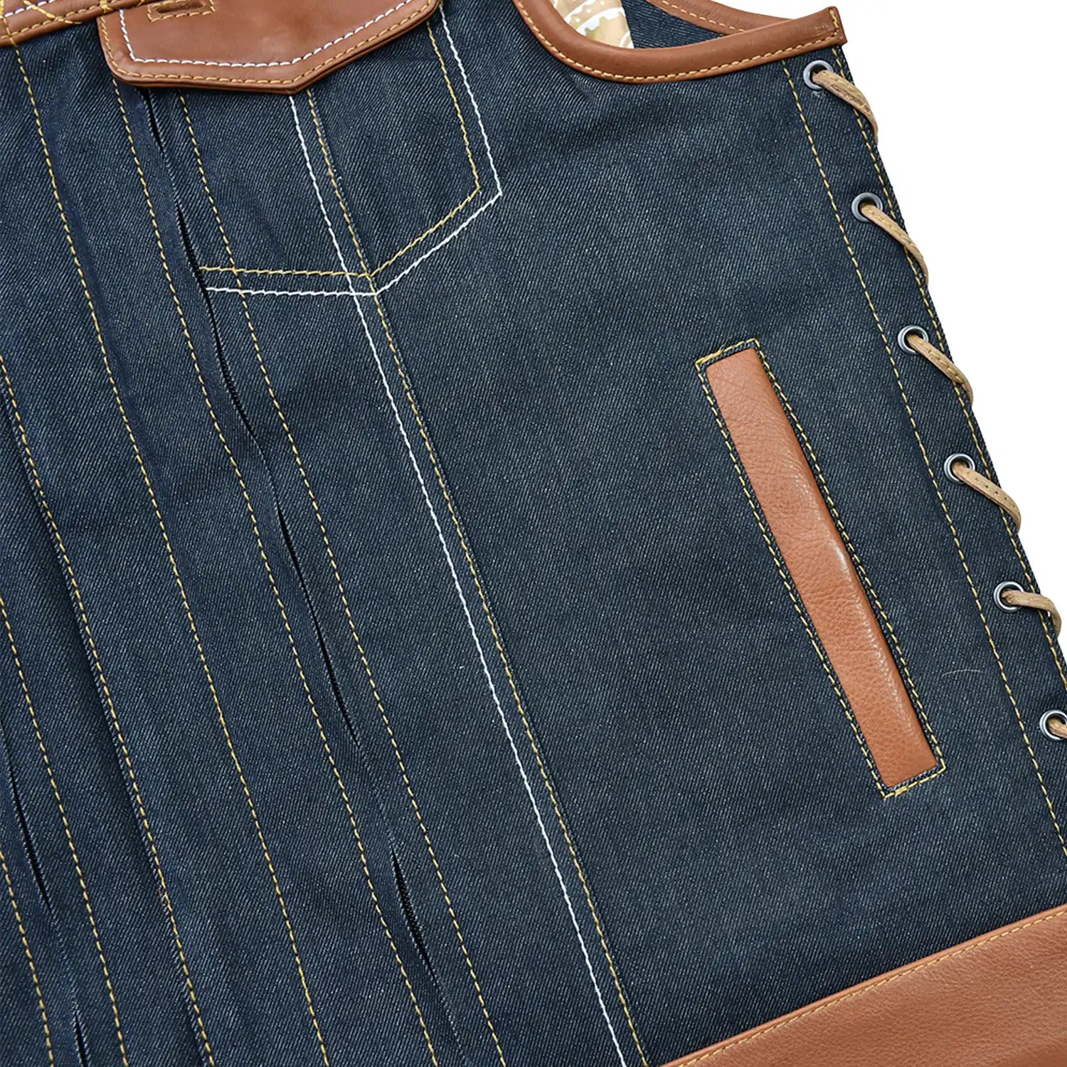 Triumph - Men's Leather/Denim Motorcycle Vest Men's Leather Vest Vests