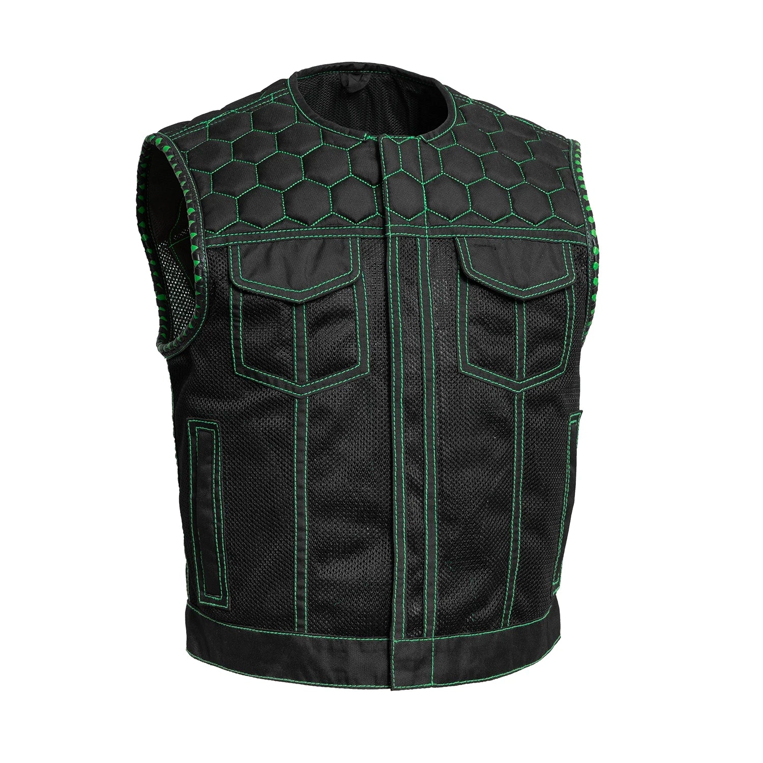 Lowside Hornet Moto Mesh Men's Club Style Vest Men's Moto Mesh Vest Vests Black Green S