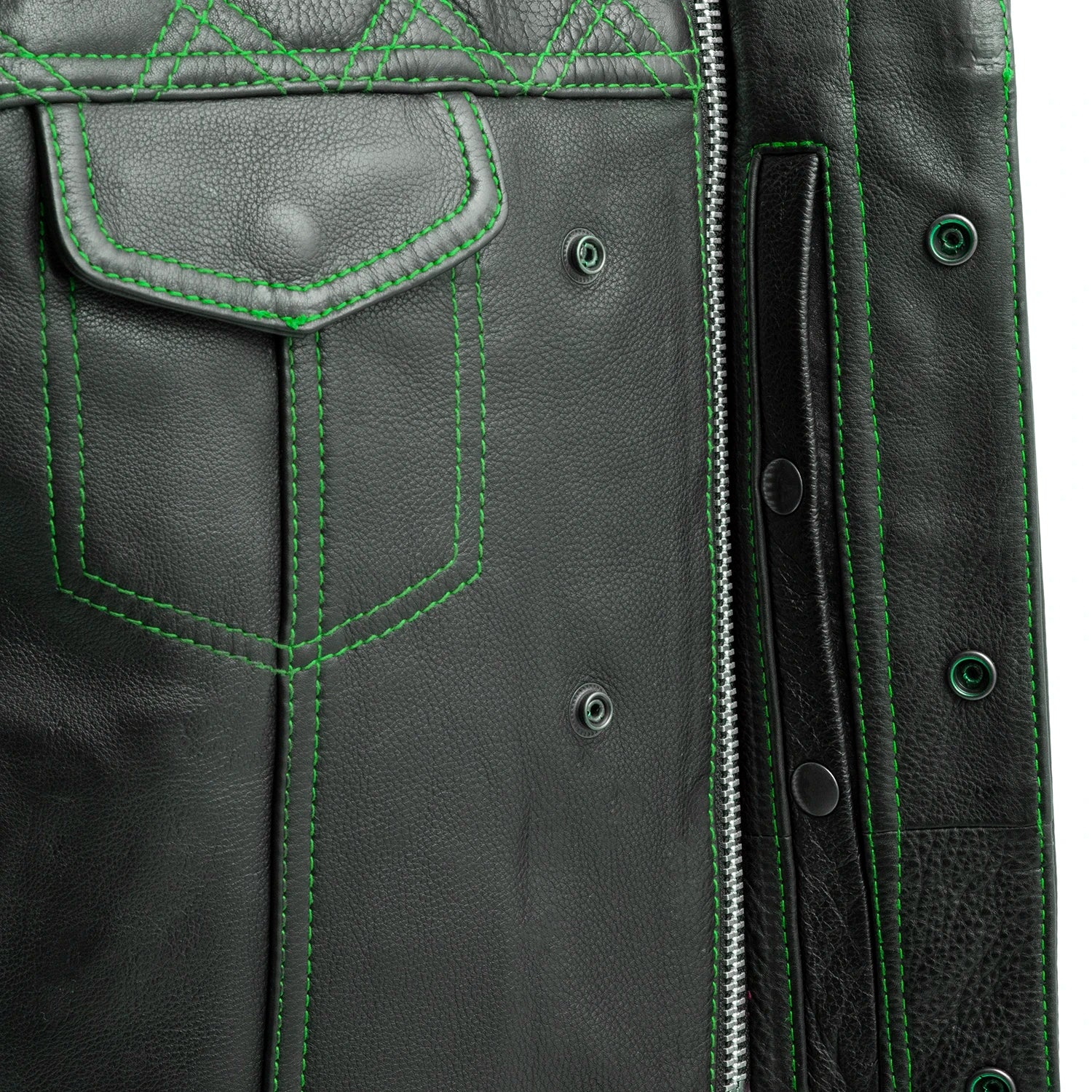 Upside Men's Club Style Leather Vest Orange and Green Men's Leather Vest Vests