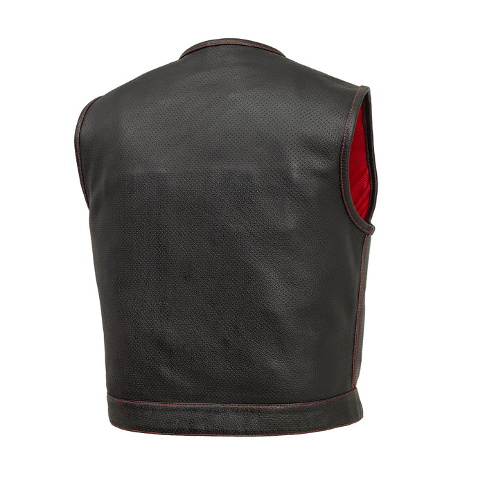Lowside Men's Perforated Motorcycle Leather Vest Men's Leather Vest First Manufacturing Company   