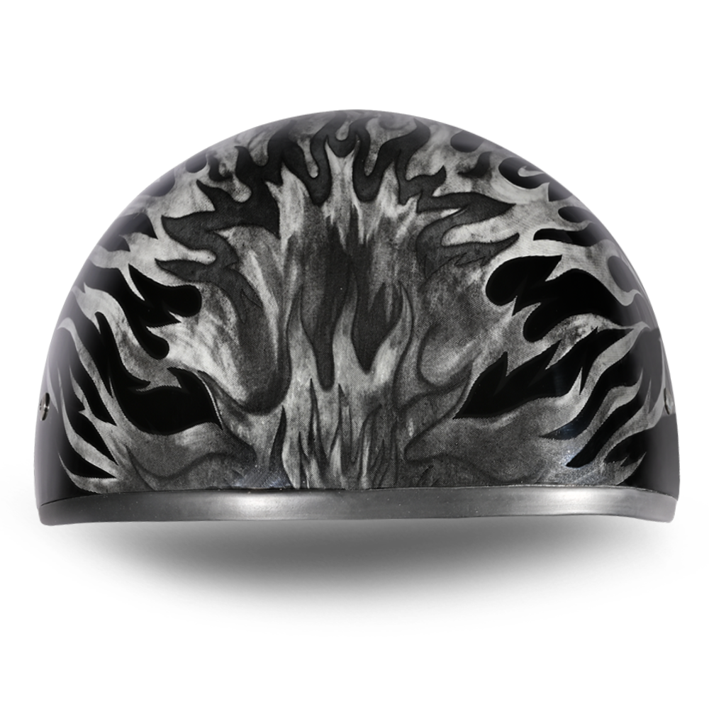 DOT Approved Daytona Motorcycle Half Face Helmet - Skull Cap Graphics for Men & Women, Scooters, ATVs, UTVs & Choppers - W/ Ignite Grey DAYTONA SKULL CAP - GRAPHICS Daytona Helmets