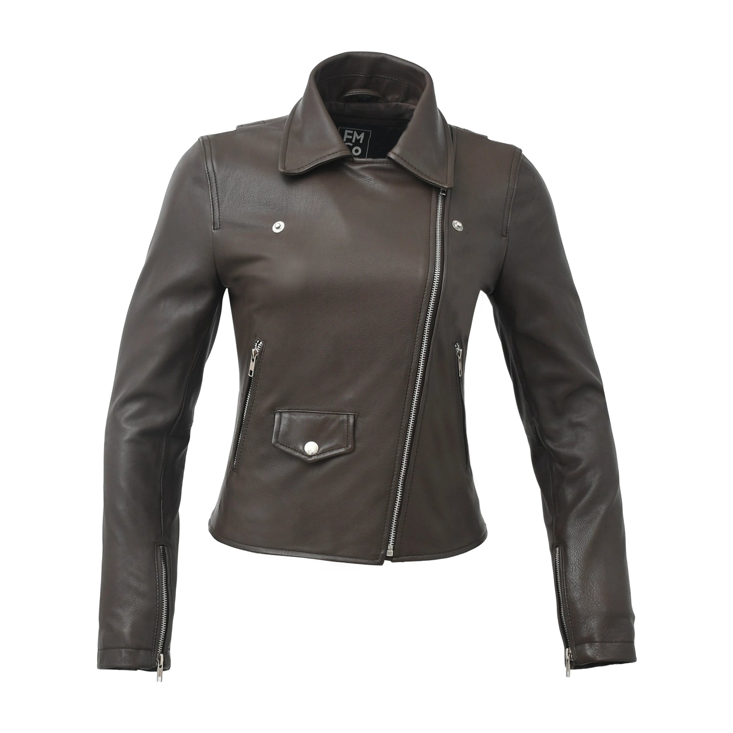 Lennox Moto Style Leather Jacket Women's Fashion Leather Jacket FMCo