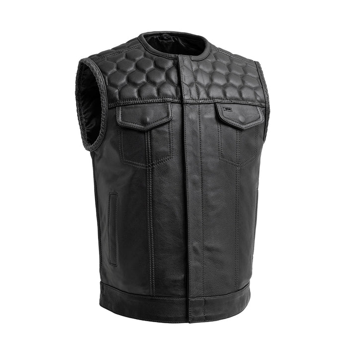 Hornet Men's Club Style Leather Vest Men's Leather Vest First Manufacturing Company Black S 
