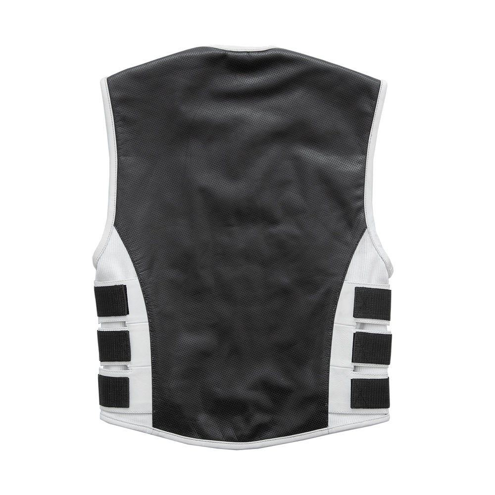 Biker Vest in Perforated Pin Dot Lamb Nappa Leather