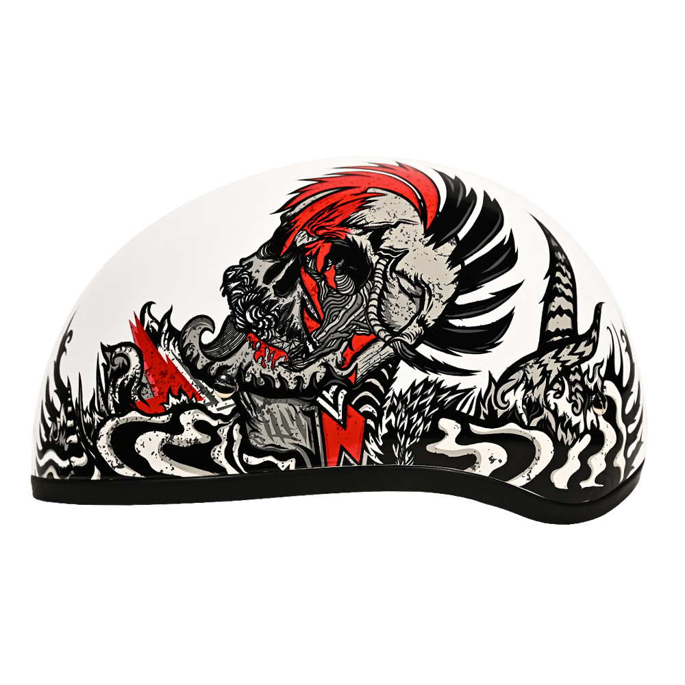 DOT Approved Daytona Motorcycle Half Face Helmet - Skull Cap Graphics for Men & Women, Scooters, ATVs, UTVs & Choppers - W/ Rockin' Reaper DAYTONA SKULL CAP - GRAPHICS Daytona Helmets