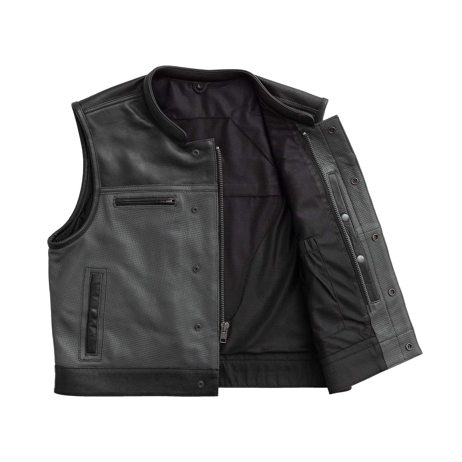 Two Tone Lowrider Perforated Men's Leather Vest Men's Perforated Leather Vest Vests